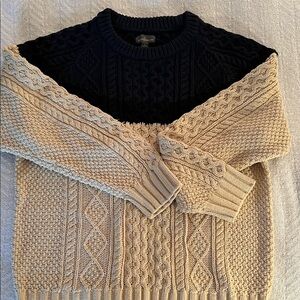 L.L. Bean Men's Crewneck Sweater - Black and Cream